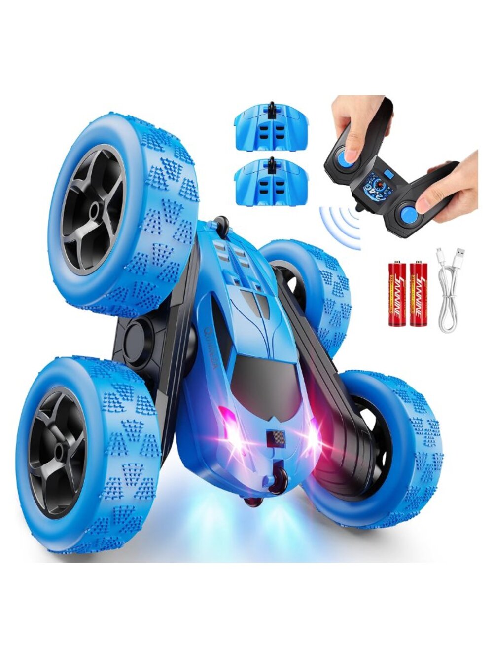 RC Stunt Car 4WD LED Lights 360 Flips 2.4GHz USB-C Ages 6-12 Kids Toy Gift